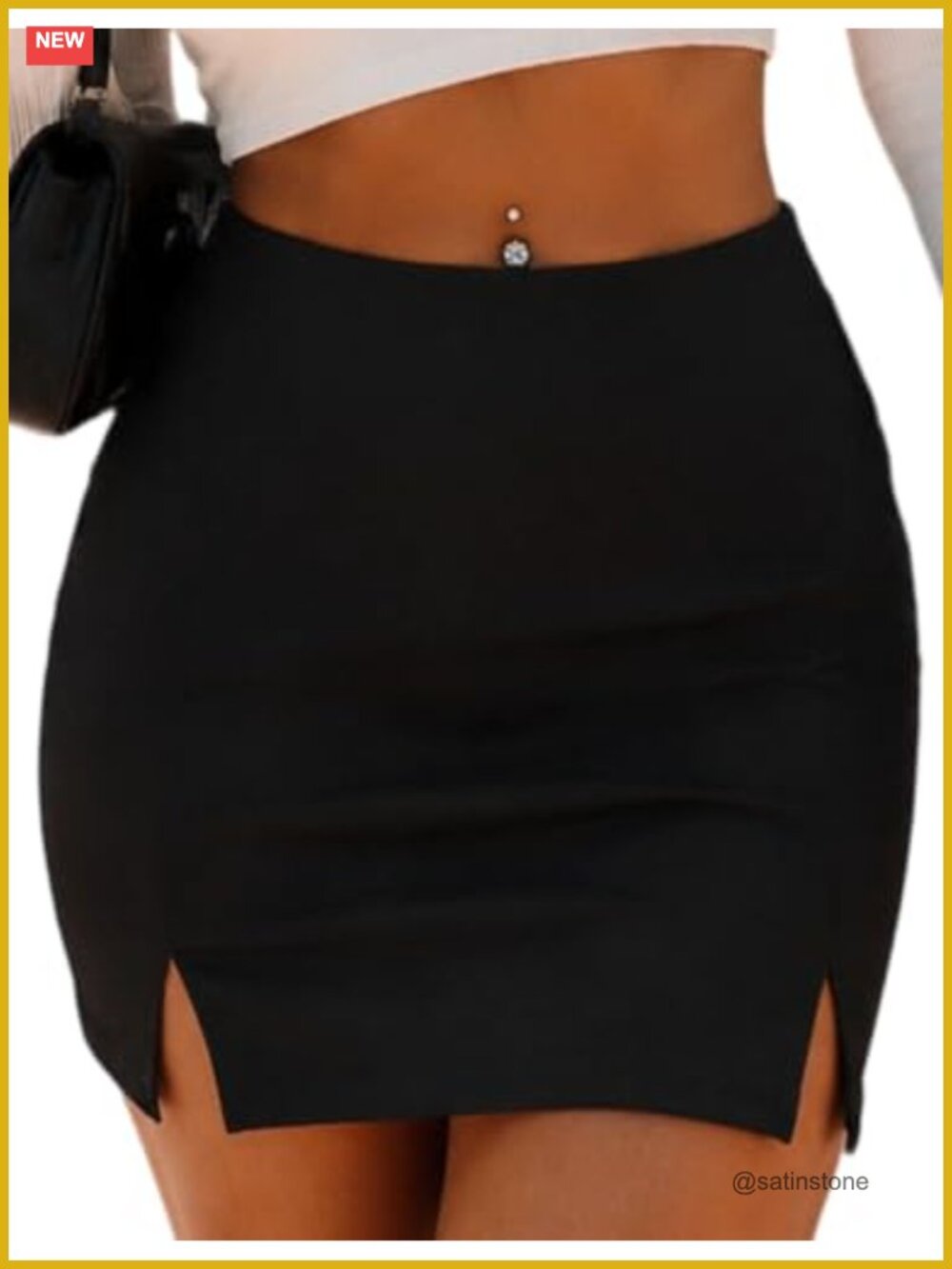 High Waist Slit Bodycon Mini Skirt with Built-in Shorts